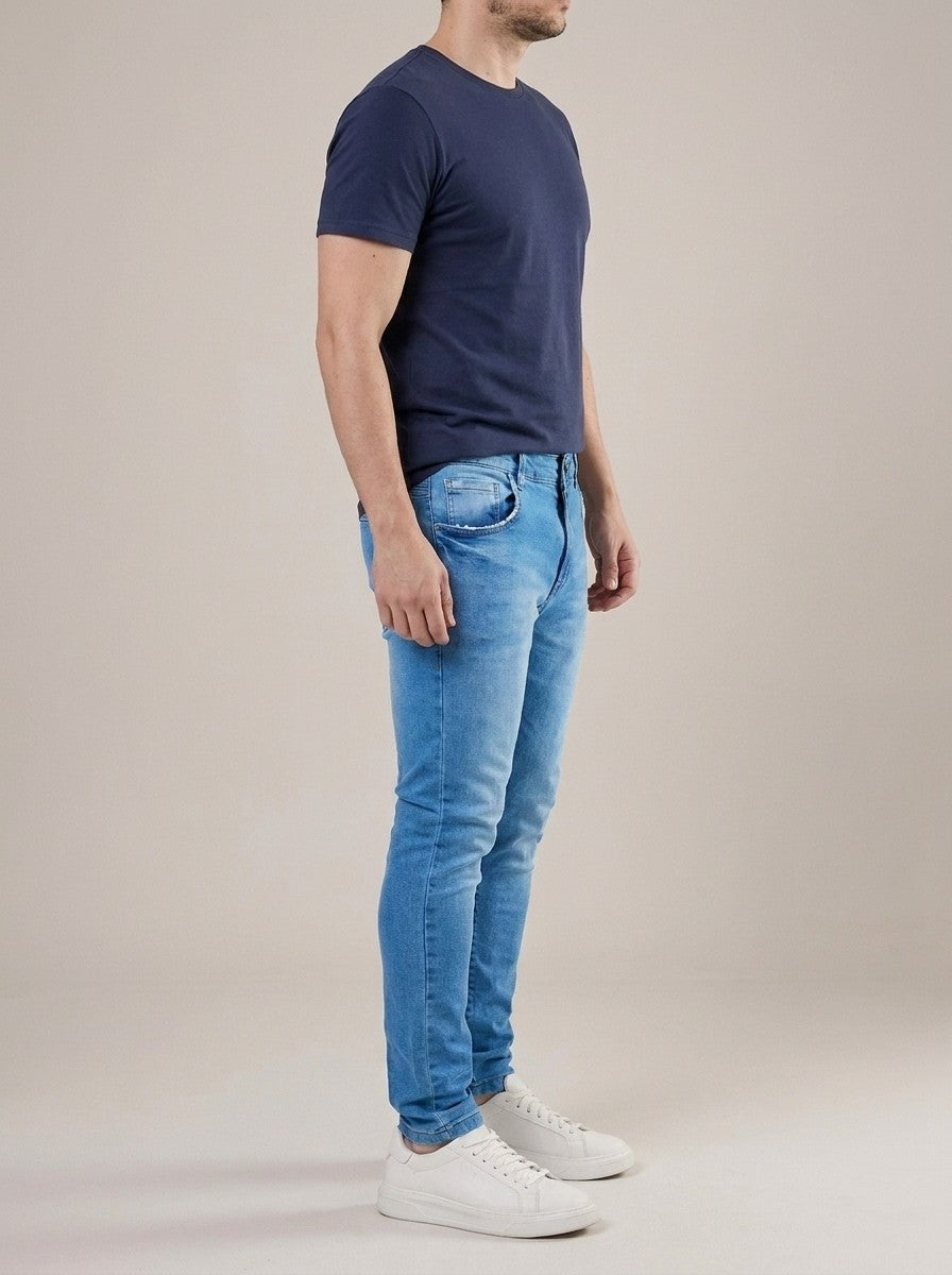 Calça Jeans Masculina Slim Azul Daylight – lateral