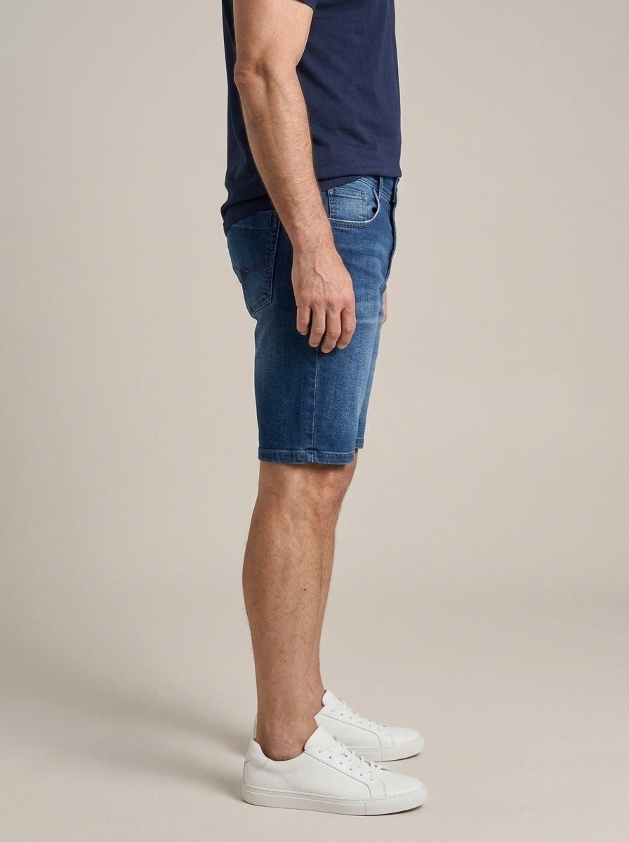 Bermuda Jeans Masculina Azul Escuro – lateral