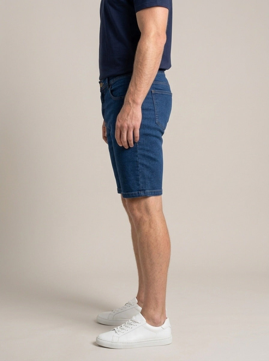 Bermuda Jeans Masculina Azul Padrão – lateral