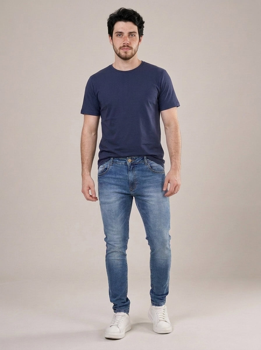 Calça Jeans Masculina Slim Blue Marbella – frente