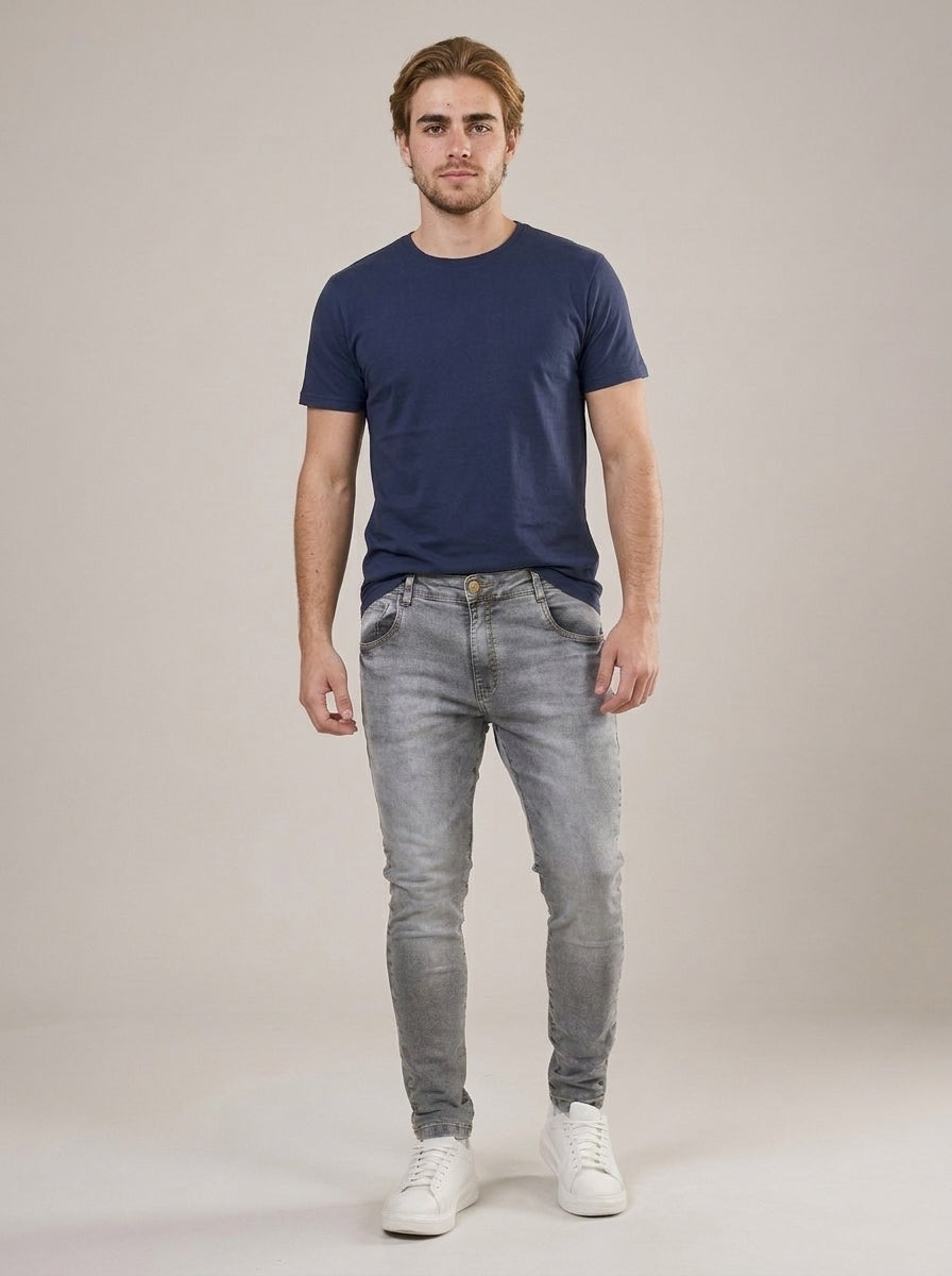 Calça Jeans Masculina Slim Cinza Industry – frente
