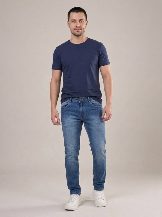 Calça Jeans Masculina Reta Tradicional Azul Atlântico – frente
