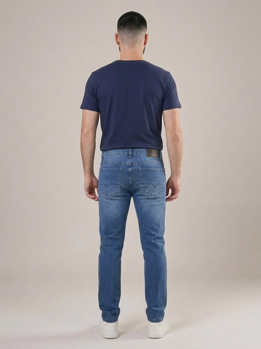 Calça Jeans Masculina Reta Tradicional Azul Atlântico – costas