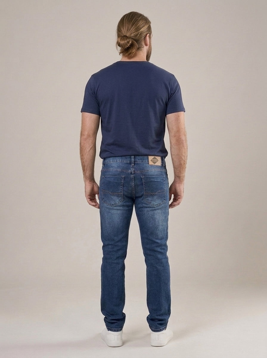 Calça Jeans Masculina Reta Tradicional Azul Eclipse – costas