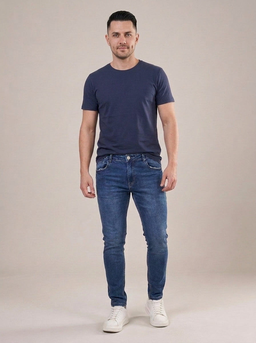 Calça Jeans Masculina Slim Azul Escuro – frente