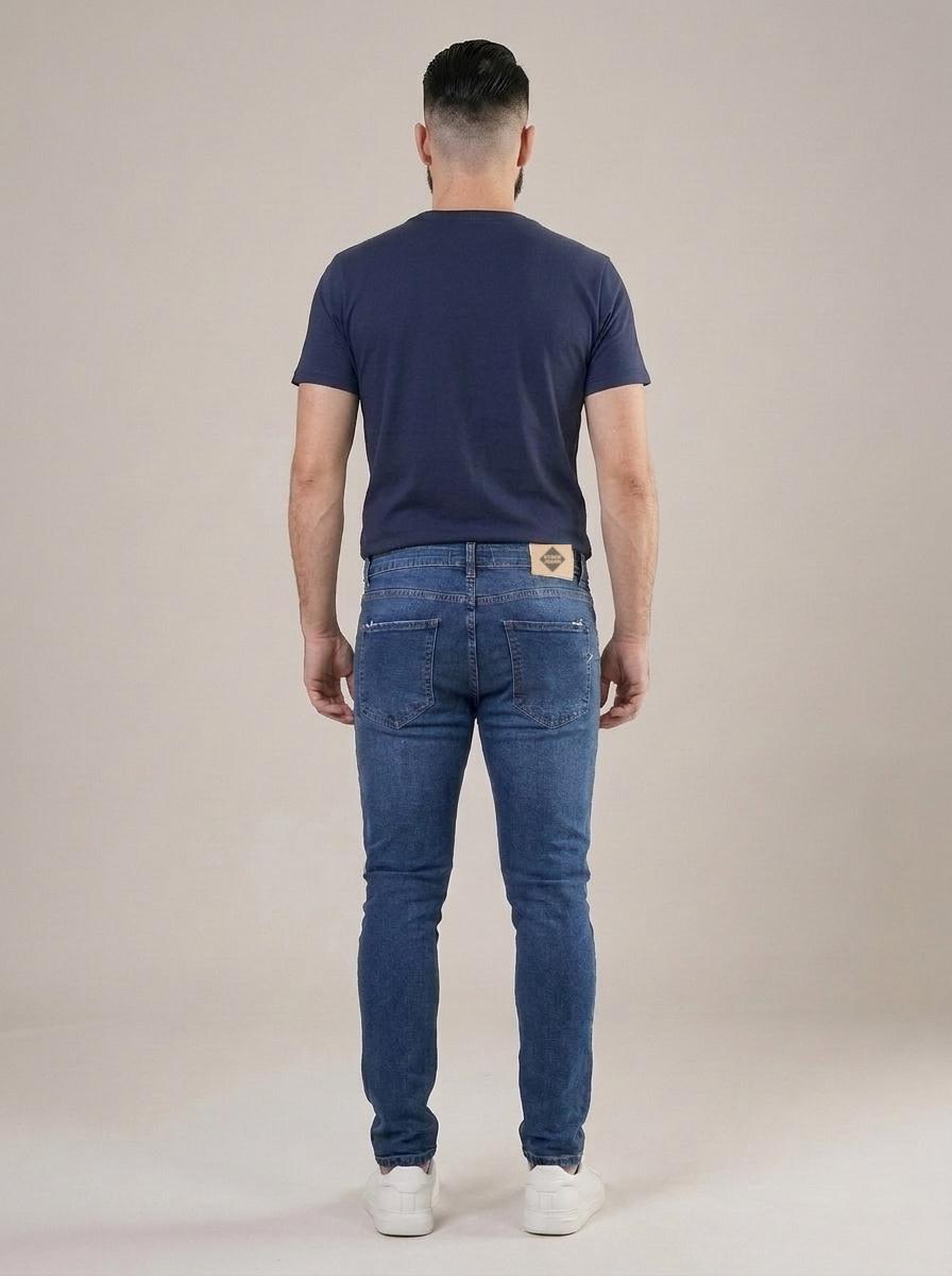 Calça Jeans Masculina Slim Azul Escuro – costas