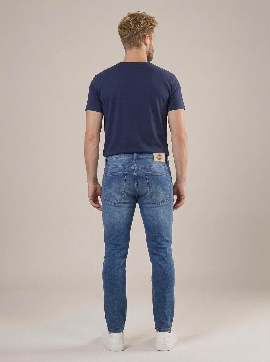 Calça Jeans Masculina Slim Azul Oxford – costas