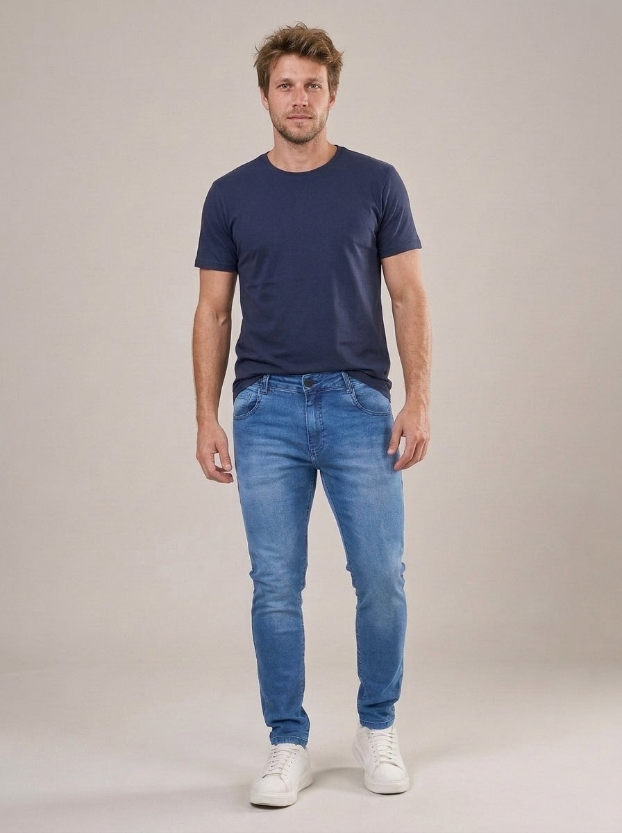 Calça Jeans Masculina Slim Azul Padrão – frente