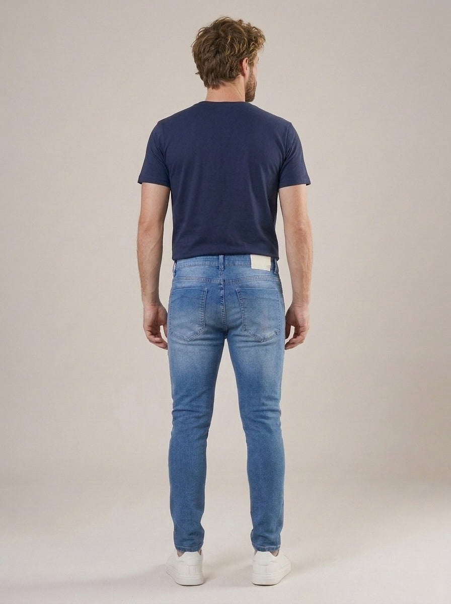 Calça Jeans Masculina Slim Azul Padrão – costas