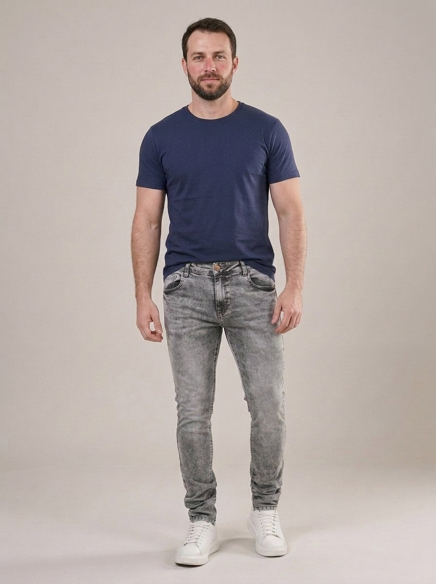 Calça Jeans Masculina Slim Cinza Dakar – frente