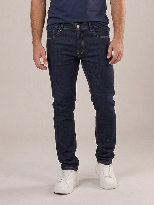 Calça Jeans Masculina Slim com Elastano Azul Rain – frente, meio corpo