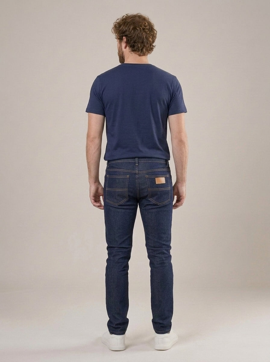 Calça Jeans Masculina Slim com Elastano Azul Rain – costas
