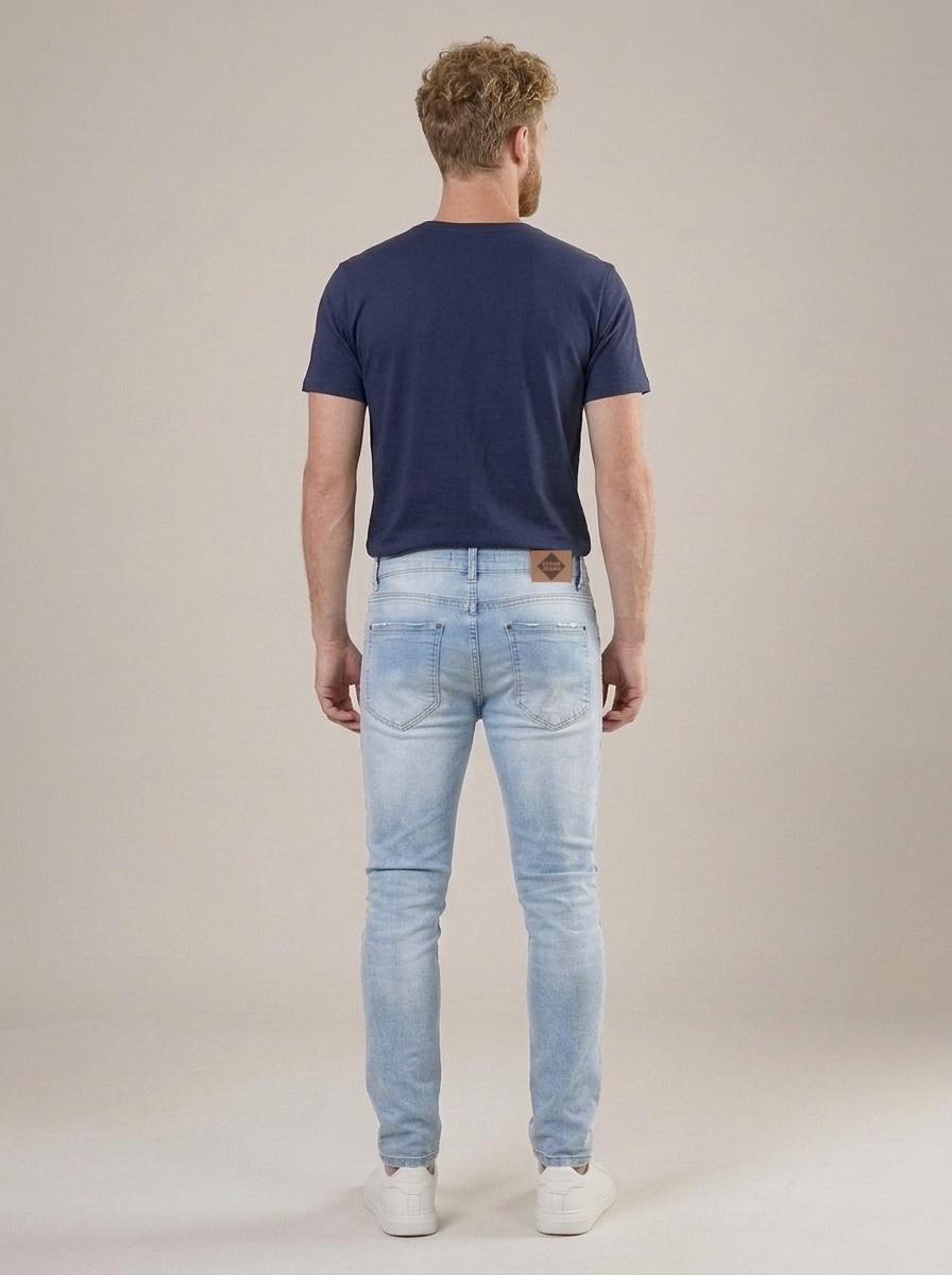 Calça Jeans Masculina Slim Cós Passantes Azul Brighton – costas