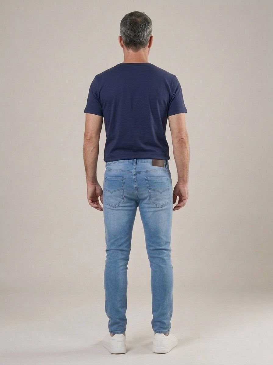 Calça Jeans Masculina Slim Cós Passantes Azul Daily – costas