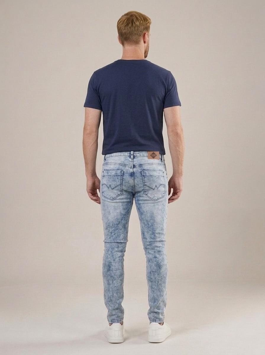 Calça Jeans Masculina Slim Cós Passantes Azul Marmol – costas