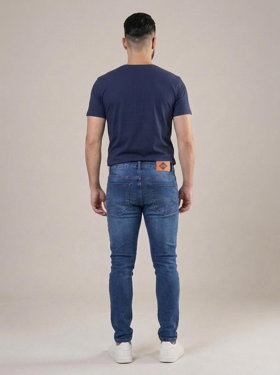 Calça Jeans Masculina Slim Cós Passantes Azul Mudsen – costas