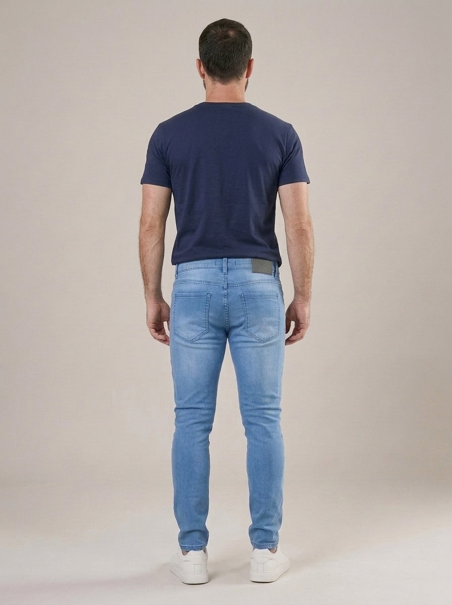 Calça Jeans Masculina Slim Cós Passantes Azul Risk – costas