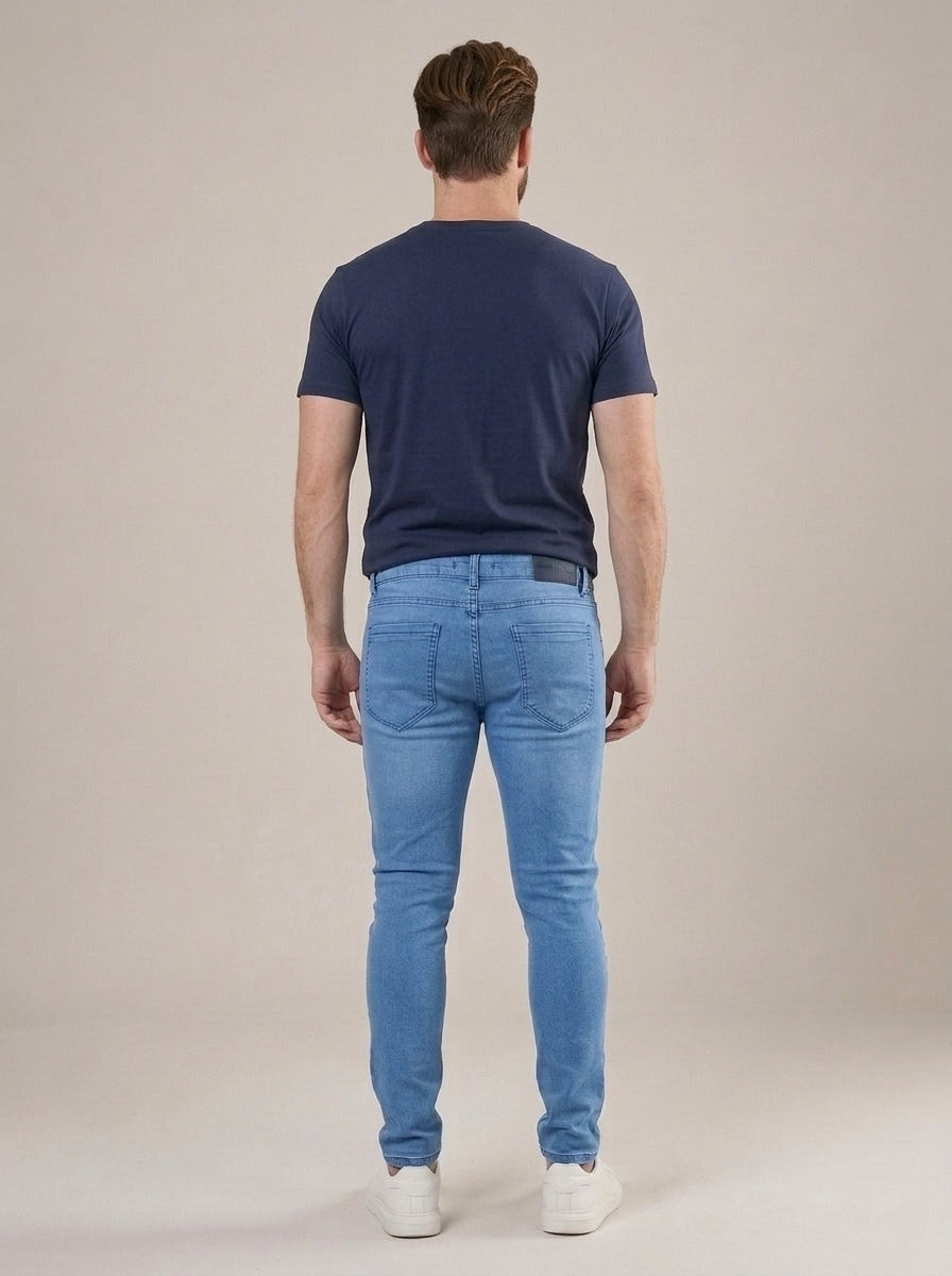 Calça Jeans Masculina Slim Cós Passantes Azul Strasbourg – costas