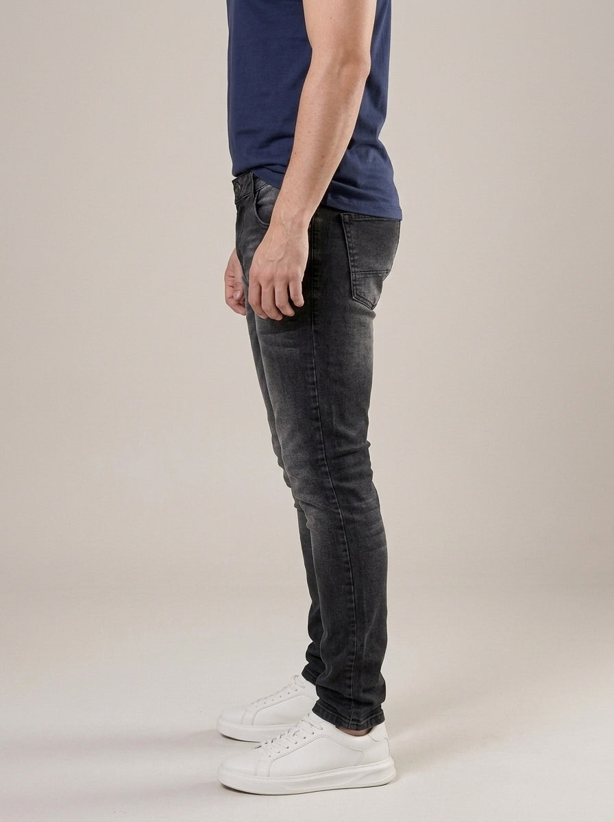 Calça Jeans Masculina Slim Cós Passantes Black Marmol – lateral