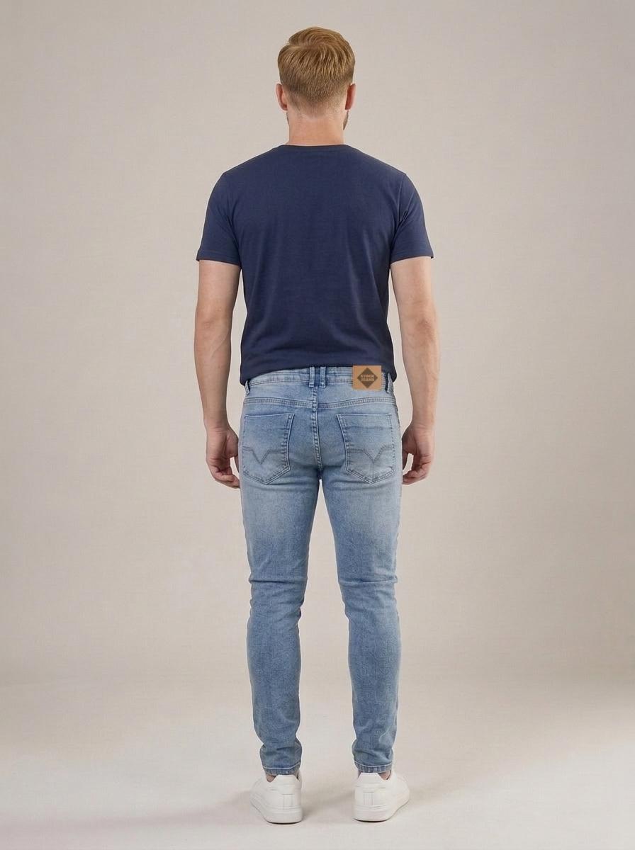 Calça Jeans Masculina Skinny Azul Estonado – costas