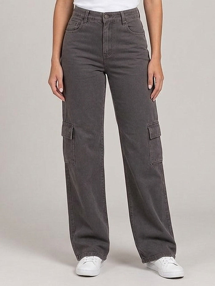 Calça Color Wide Leg Cargo – frente, meio corpo