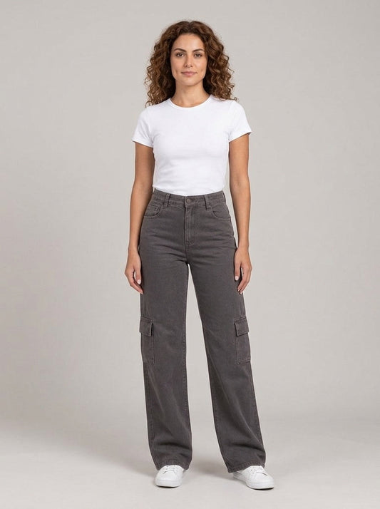 Calça Color Wide Leg Cargo – frente