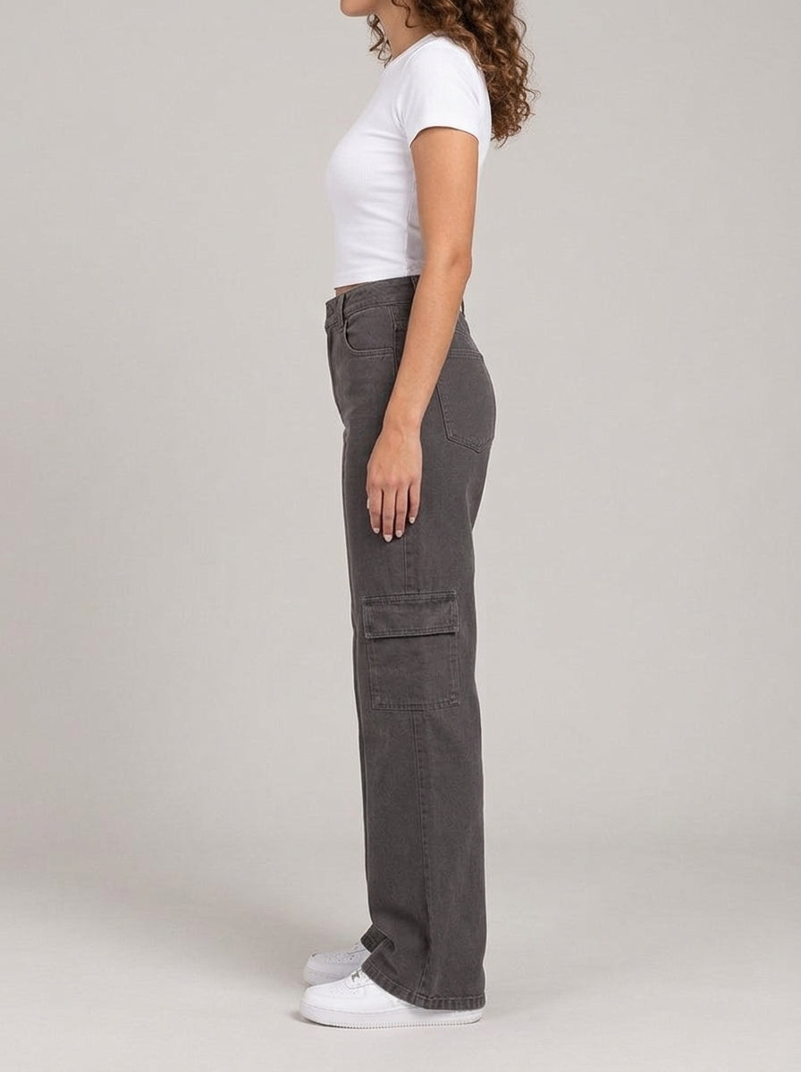 Calça Color Wide Leg Cargo – lateral