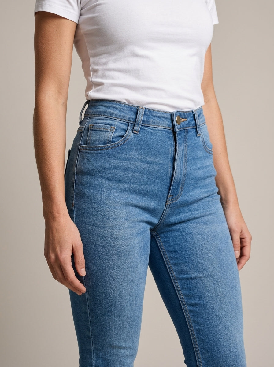 Calça Jeans Feminina Skinny – detalhe da frente