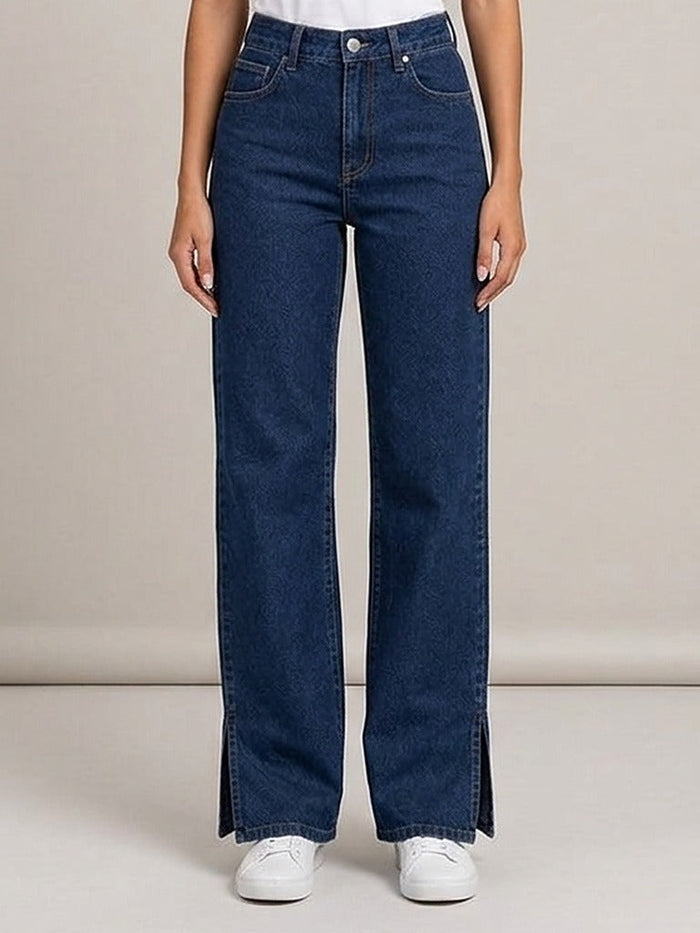 Calça Wide Leg – frente, meio corpo