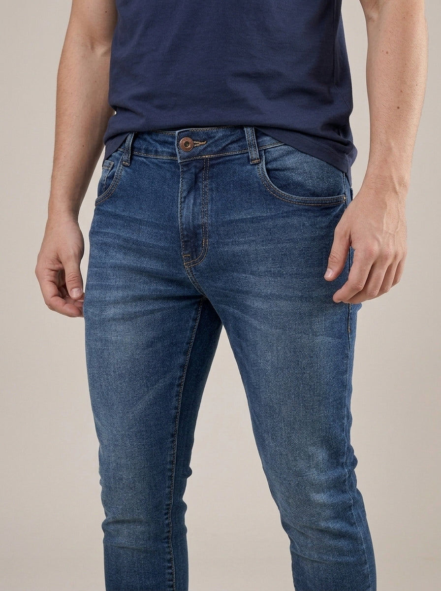 Calça Jeans Masculina Slim Blue Ararat – detalhe da frente