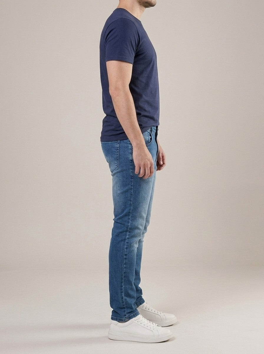 Calça Jeans Masculina Reta Tradicional Azul Atlântico – lateral