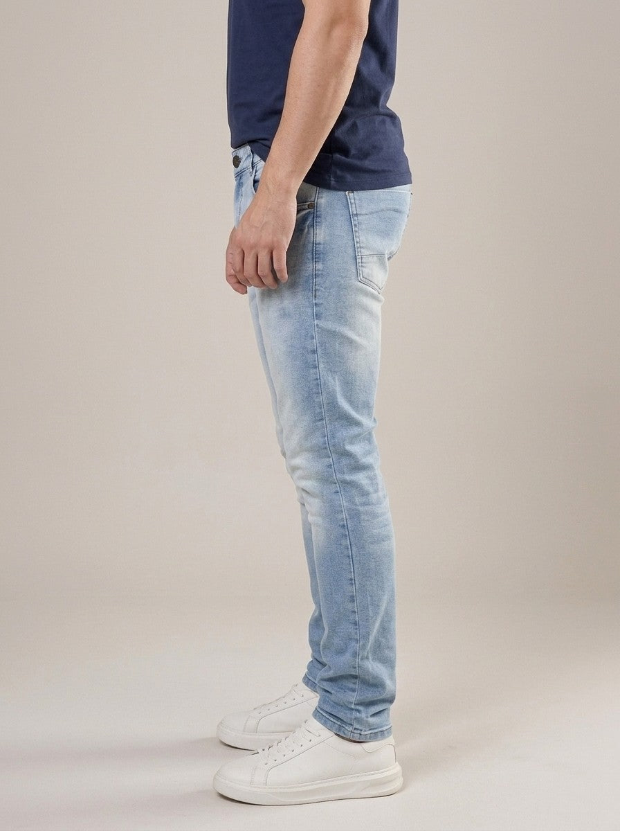 Calça Jeans Masculina Reta Tradicional Azul Light – lateral
