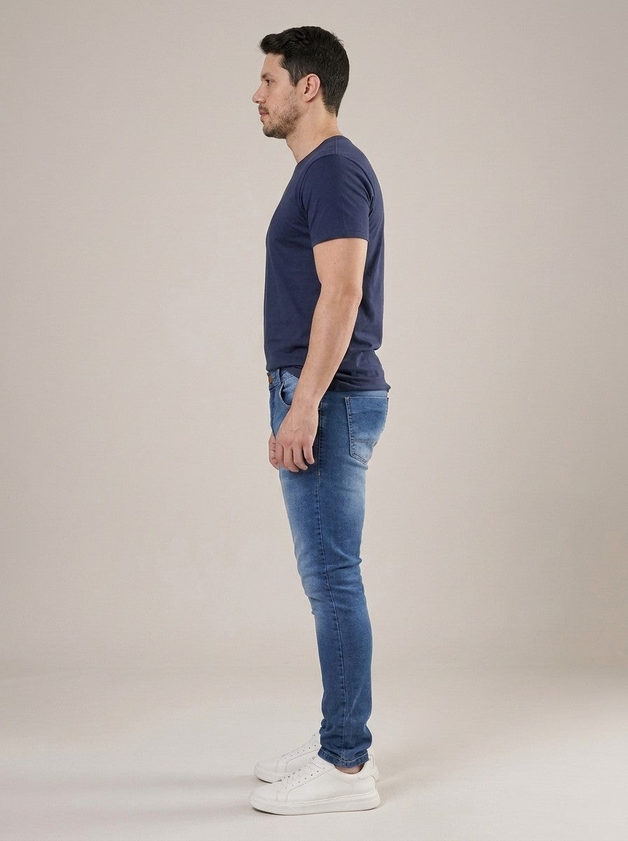 Calça Jeans Masculina Slim Azul Midnight – lateral