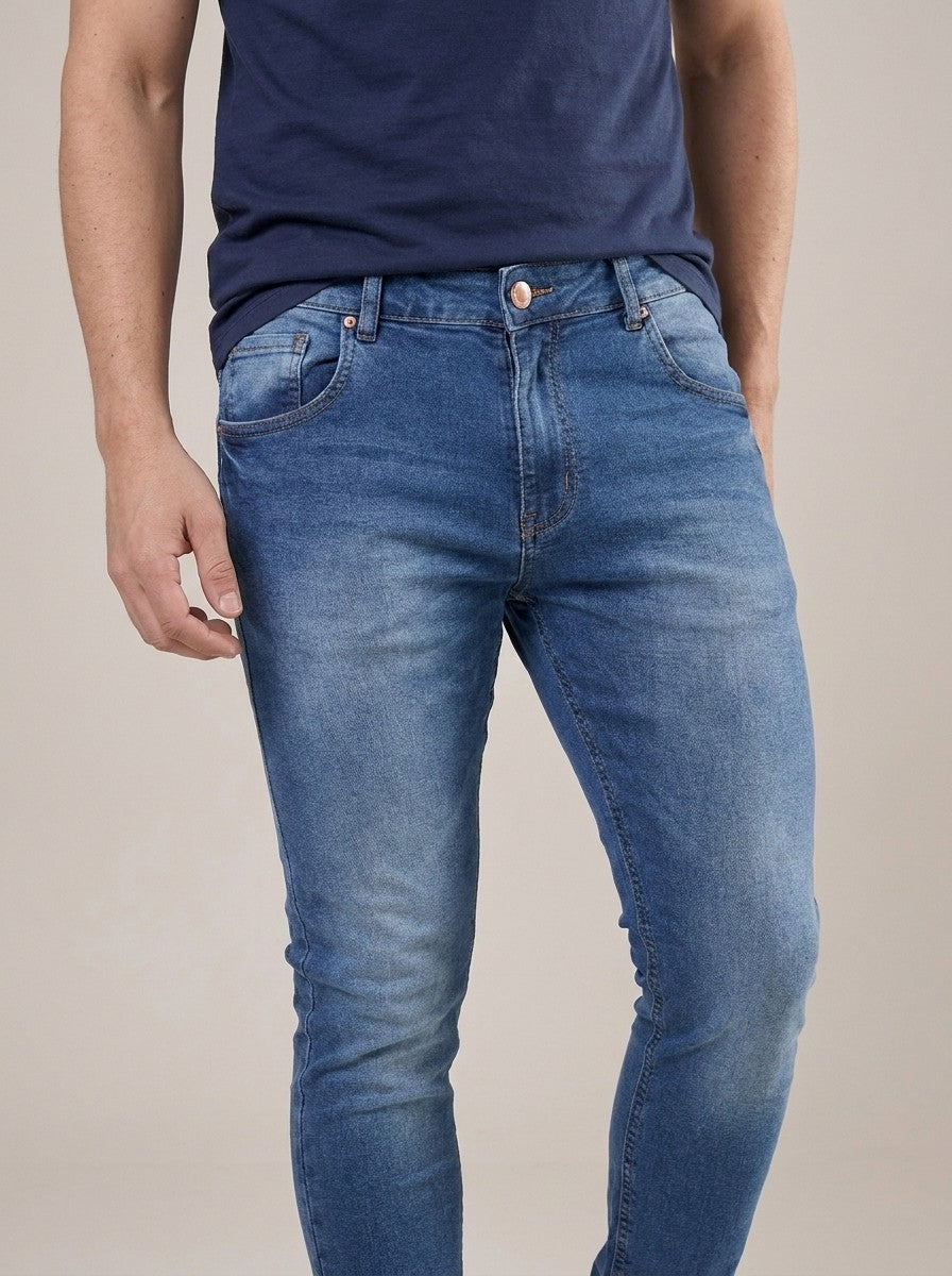 Calça Jeans Masculina Slim Azul Midnight – detalhe da frente