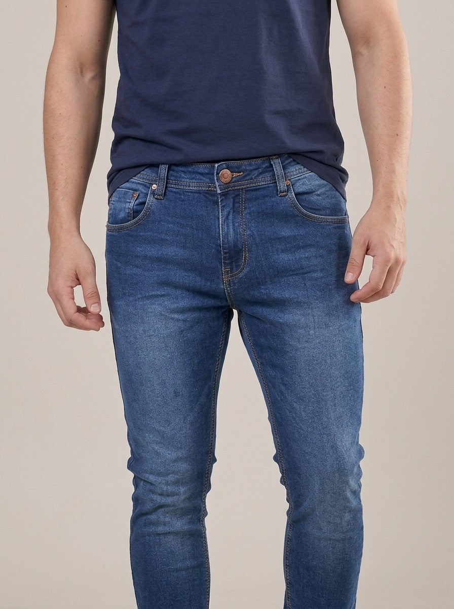 Calça Jeans Masculina Slim Blue Huqqa – detalhe da frente