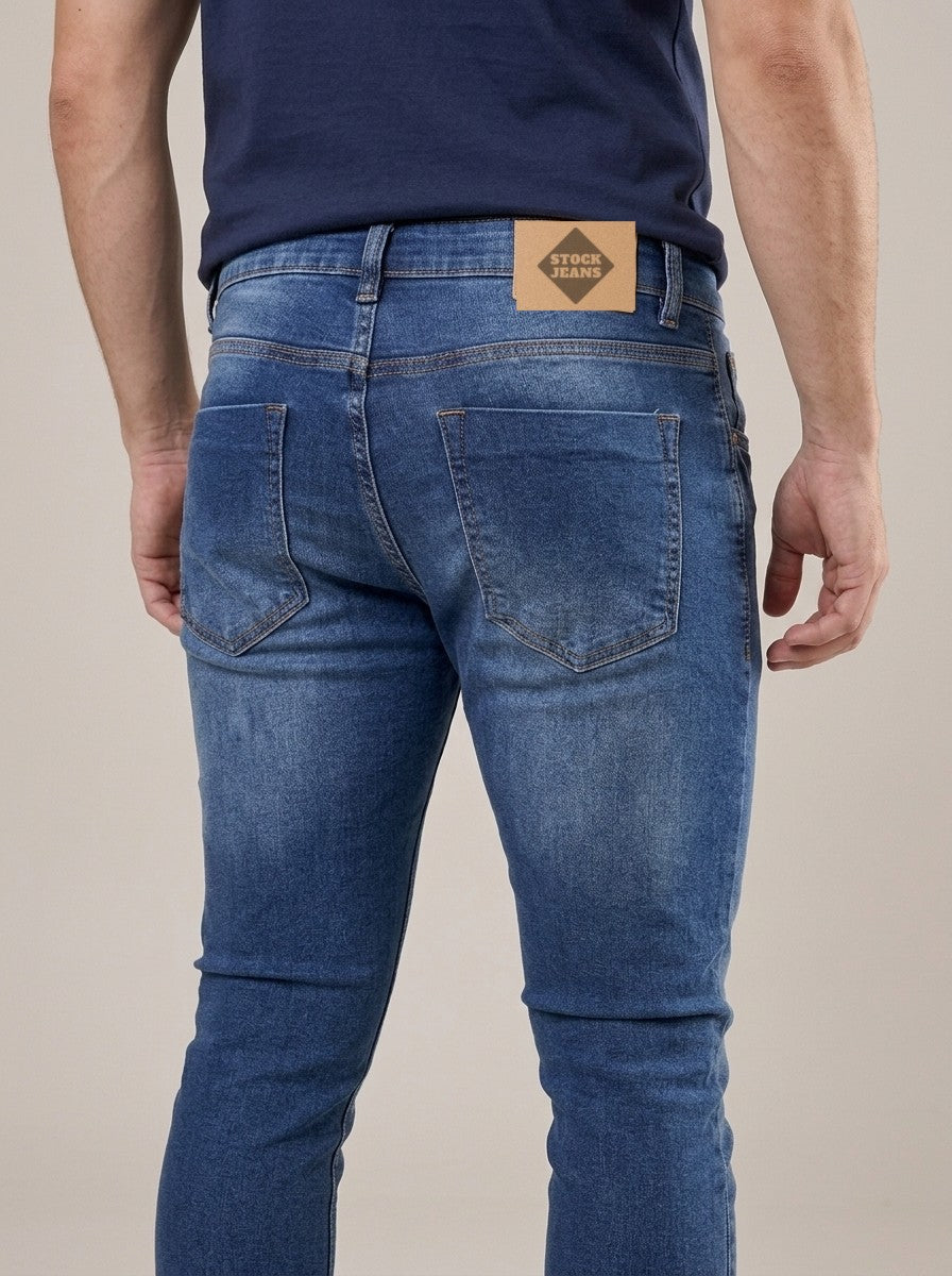 Calça Jeans Masculina Slim Blue Huqqa – detalhe dos bolsos traseiros