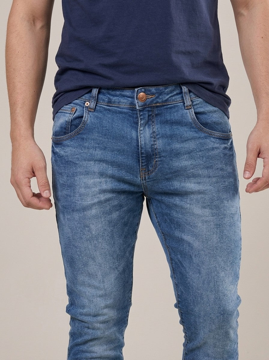 Calça Jeans Masculina Slim Blue Istanbul – detalhe da frente