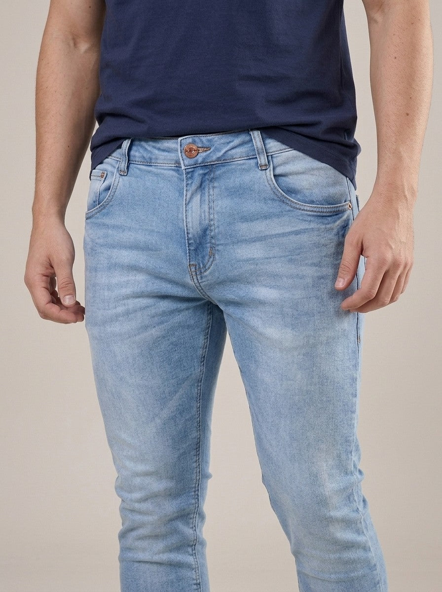 Calça Jeans Masculina Slim Blue Le Bleu – detalhe da frente