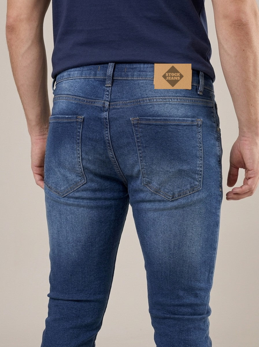Calça Jeans Masculina Slim Blue Otoman – detalhe dos bolsos traseiros