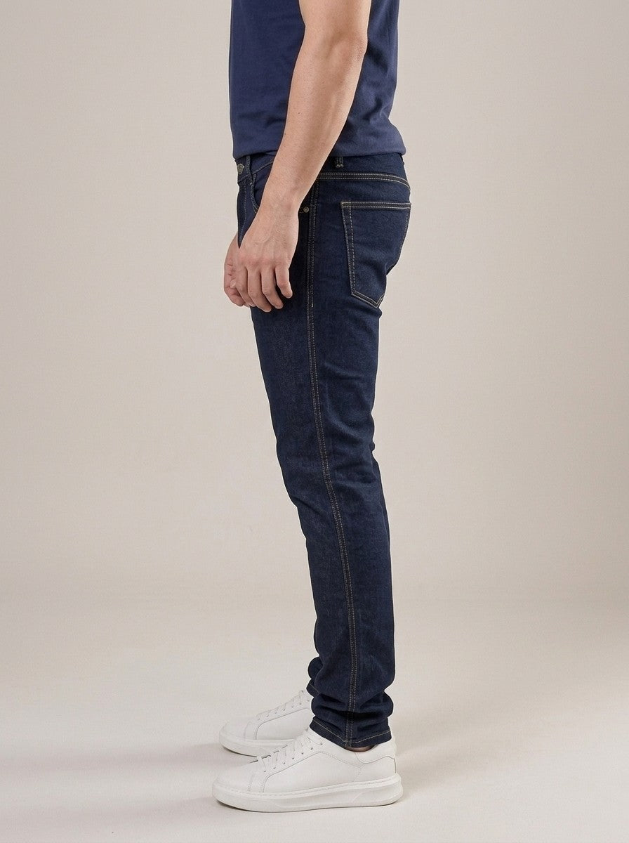 Calça Jeans Masculina Slim com Elastano Azul Rain – lateral