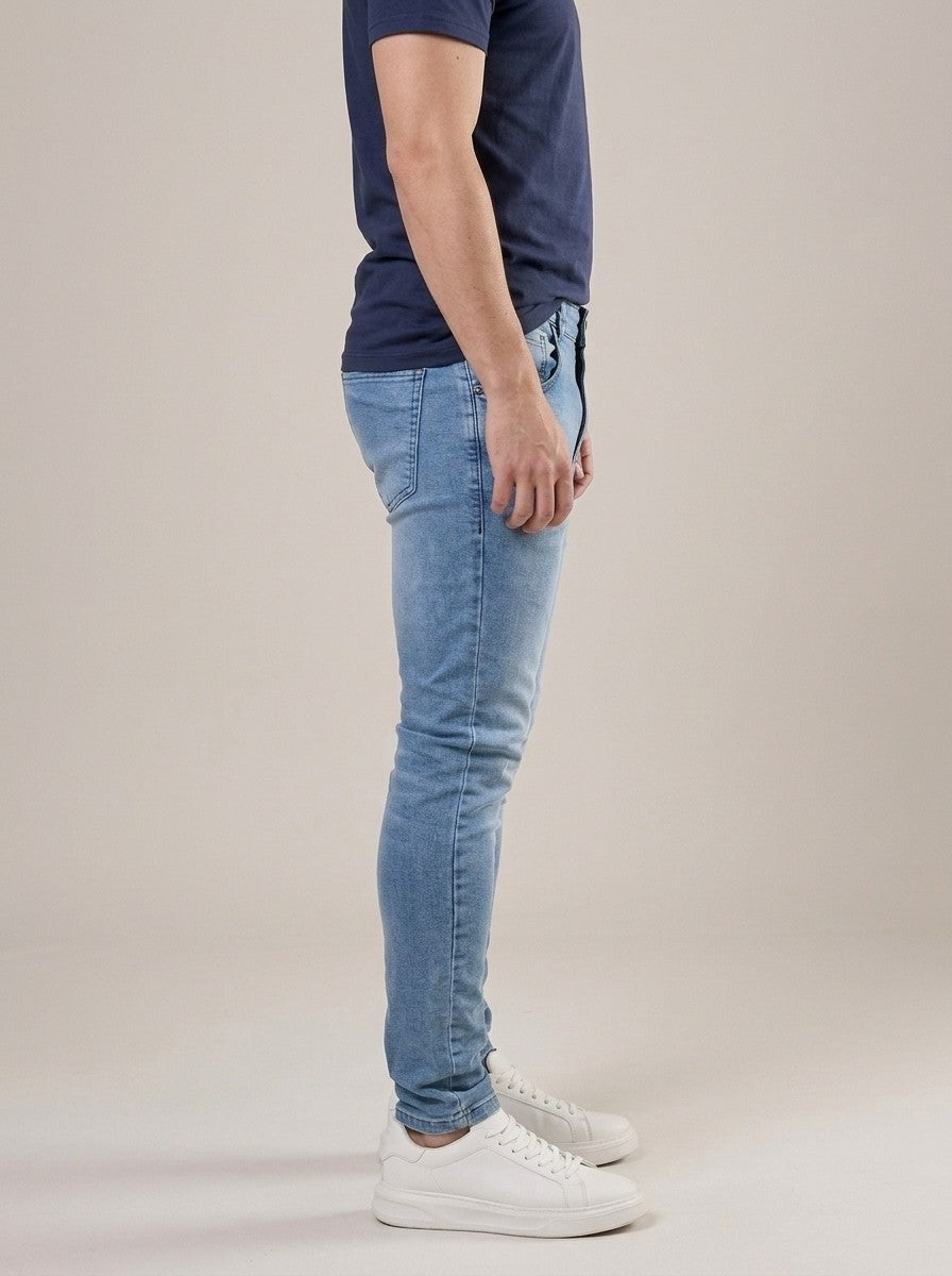 Calça Jeans Masculina Slim Cós Passantes Azul Bahamas – lateral