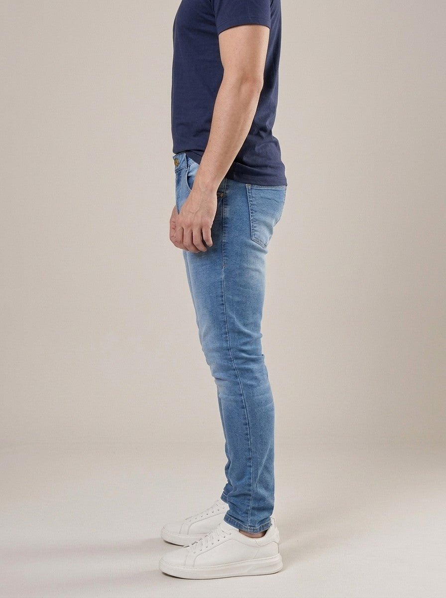 Calça Jeans Masculina Slim Cós Passantes Azul Bolton – lateral