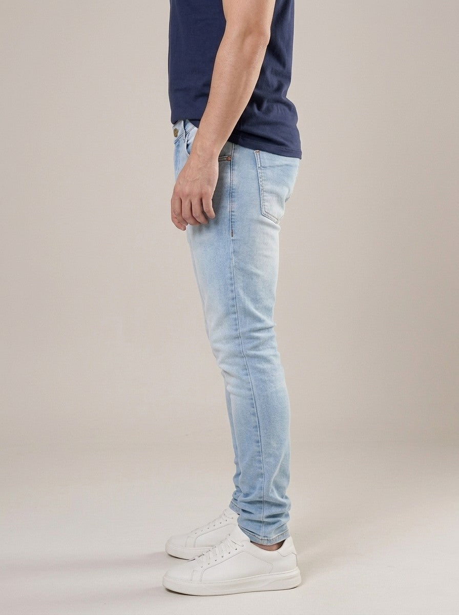 Calça Jeans Masculina Slim Cós Passantes Azul Brighton – lateral