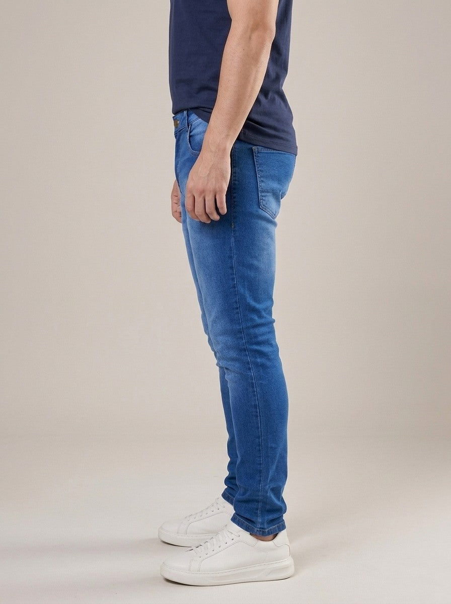 Calça Jeans Masculina Slim Cós Passantes Azul Classic – lateral