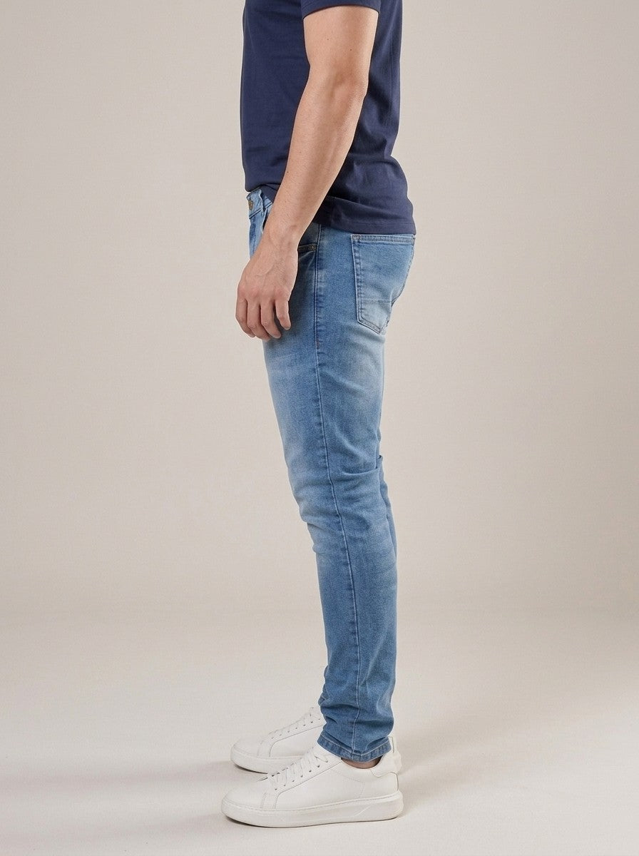 Calça Jeans Masculina Slim Cós Passantes Azul Daily – lateral