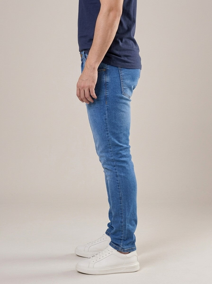 Calça Jeans Masculina Slim Cós Passantes Azul Derby – lateral
