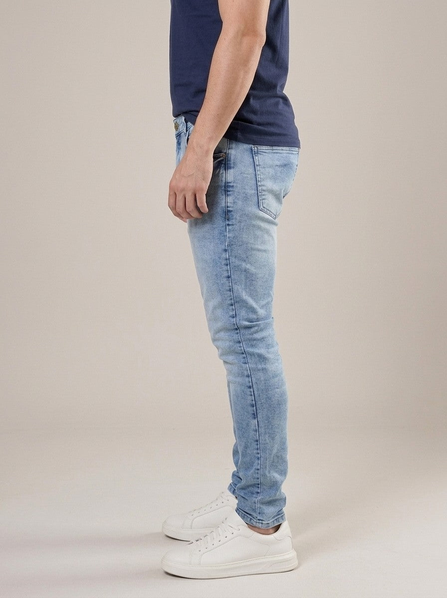 Calça Jeans Masculina Slim Cós Passantes Azul Marmol – lateral
