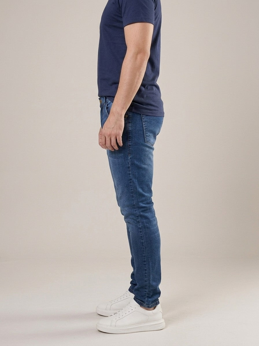 Calça Jeans Masculina Slim Cós Passantes Azul Mudsen – lateral