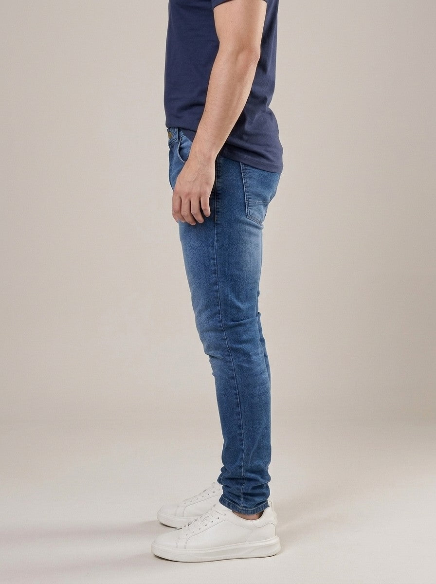 Calça Jeans Masculina Slim Cós Passantes Azul Prestige – lateral