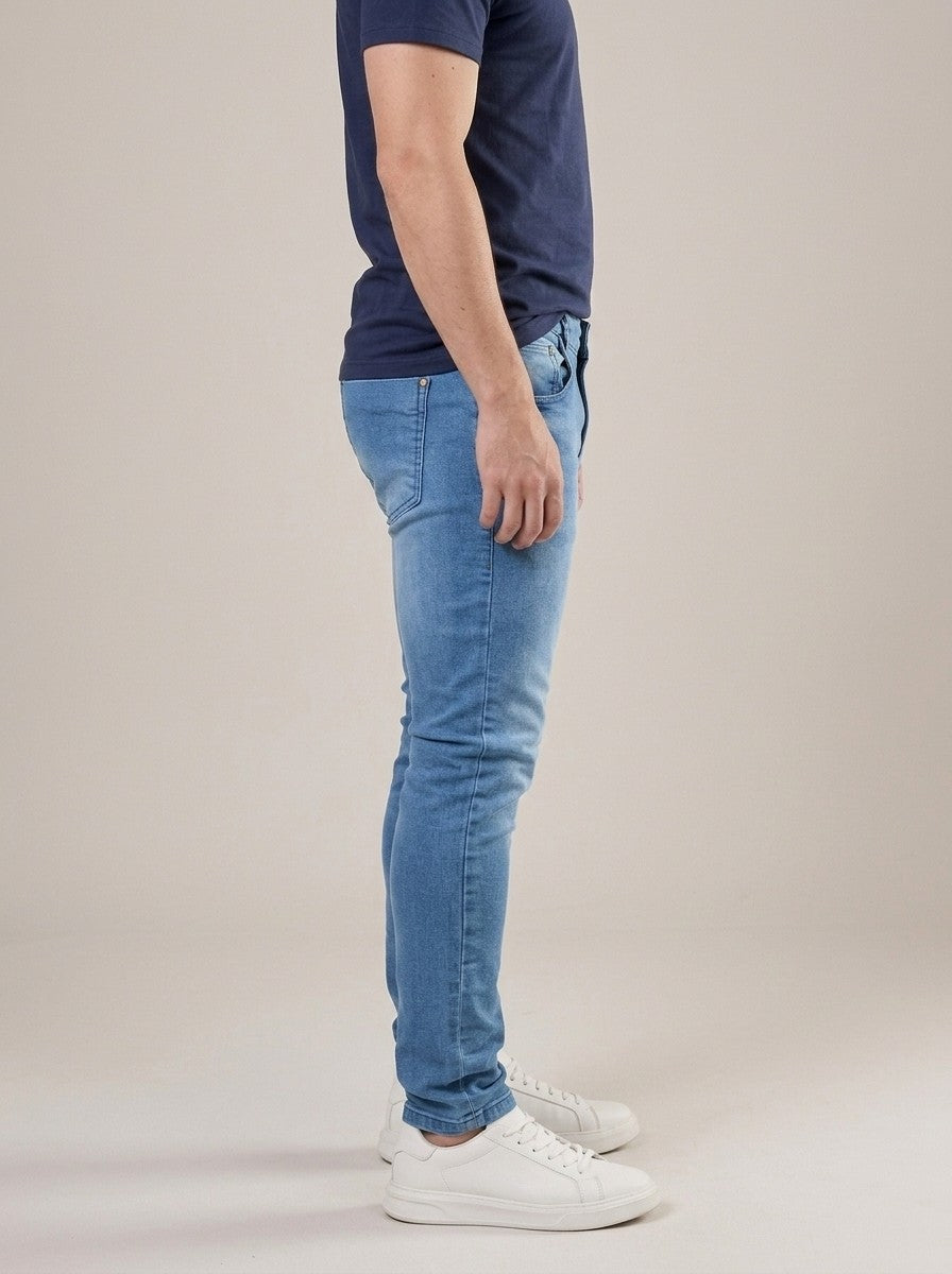 Calça Jeans Masculina Slim Cós Passantes Azul Risk – lateral